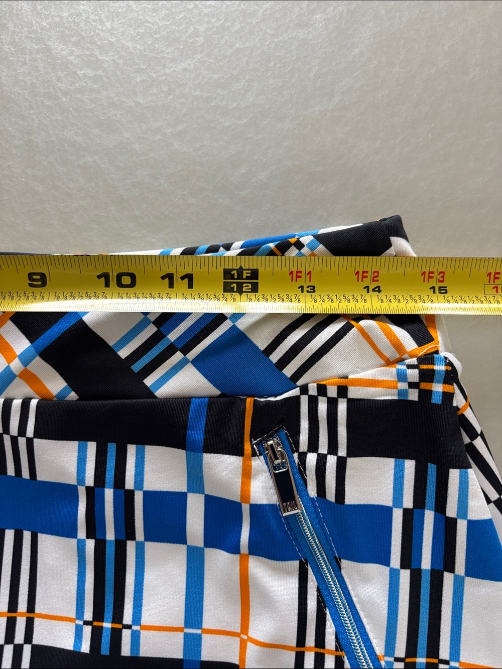 Tail Tech Blue, Black, White & Orange Plaid Active Golf Skort / Sm - Picture 9 of 10